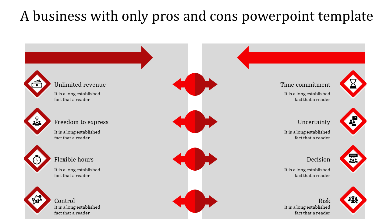 pros and cons powerpoint template-red